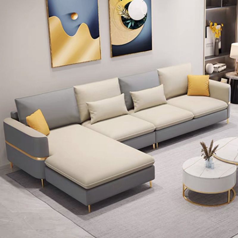 Contemporary 4-Seater Sectional with Square Arms for Living Room