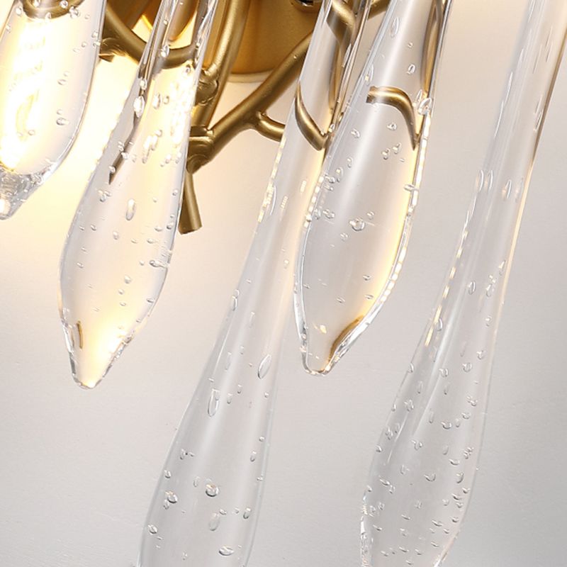 Postmodern Style Crystal Wall Light Branch Shape 10" Wide Wall Sconce for Living Room