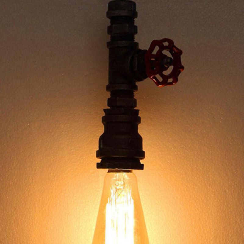 Industrial Metal Wall Sconce Pipe Shape Wall Light for Living Room in Rust