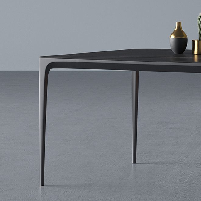 Modern Aluminium Dinette Set 1/2/4/9/10/11 Pieces Black Sintered Stone Dining Table Set