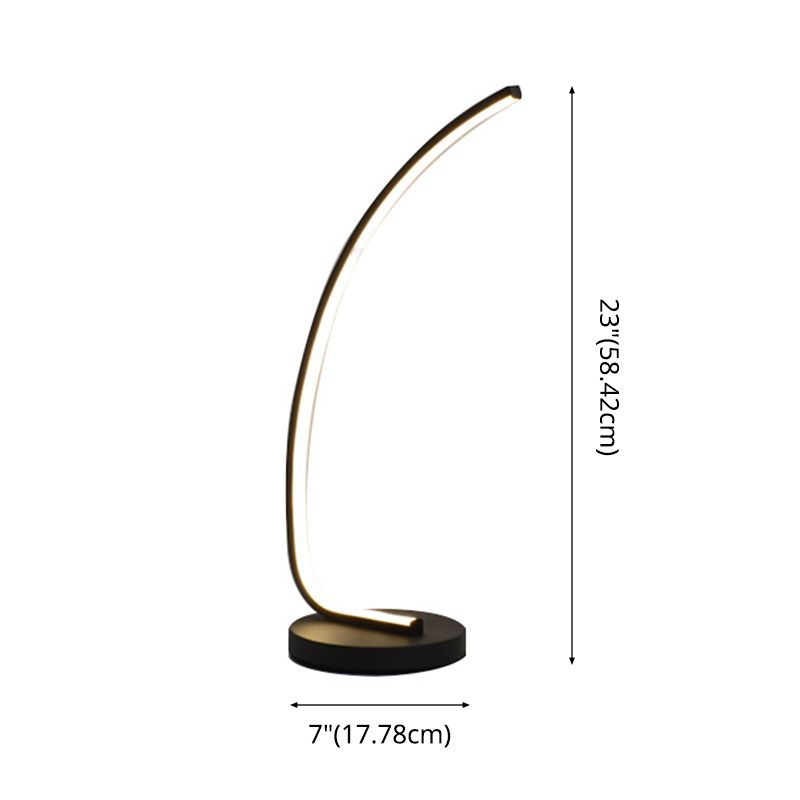 Bend Shape Metal Nightstand Lamp Minimalist Black LED Table Light in 3 Color Light