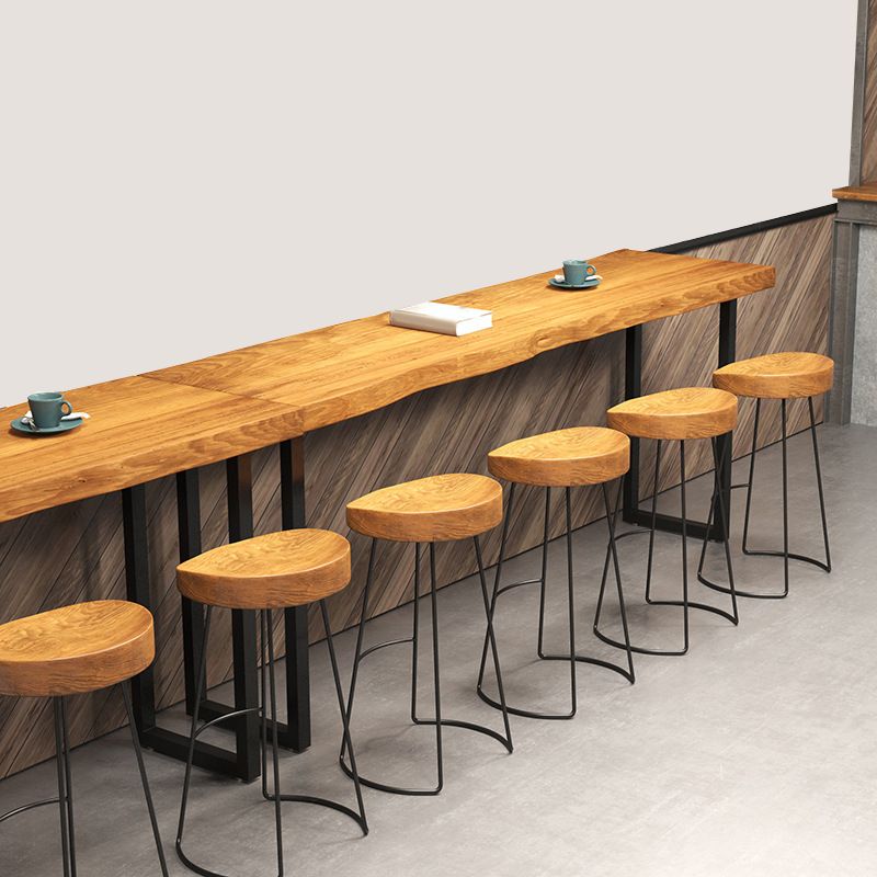 Industrial Rectangle Pub Table Set 1/2/5 Pieces Wooden Bar Table with Backless Stools
