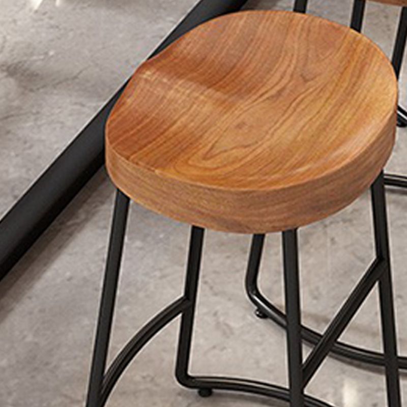 Modern Armless Backless Counter Stool Iron Dining Room Bar Stool with Pedal