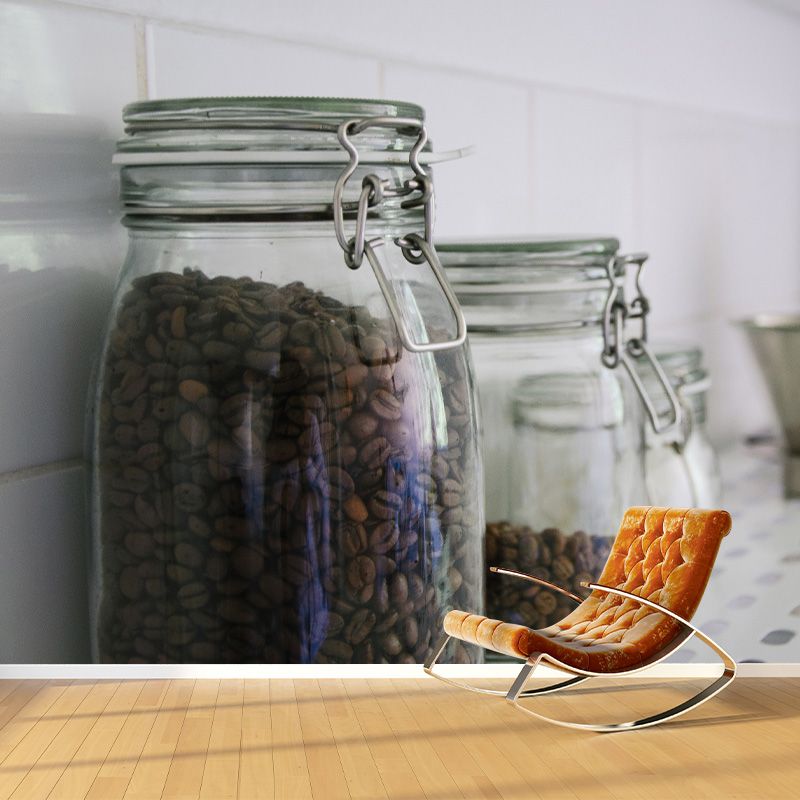 Minimalism Coffee Beans Mural Photography Horizontal Wall Covering for Coffee Shop