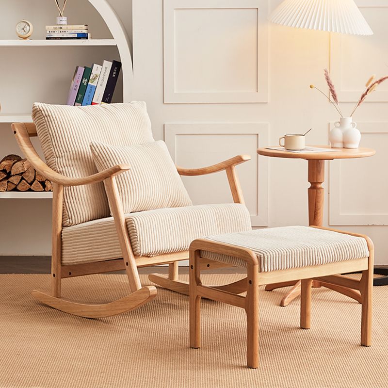 Suede and Solid Wood Rocking Chair with Padded Seat Rocker Chair Removable Cushions