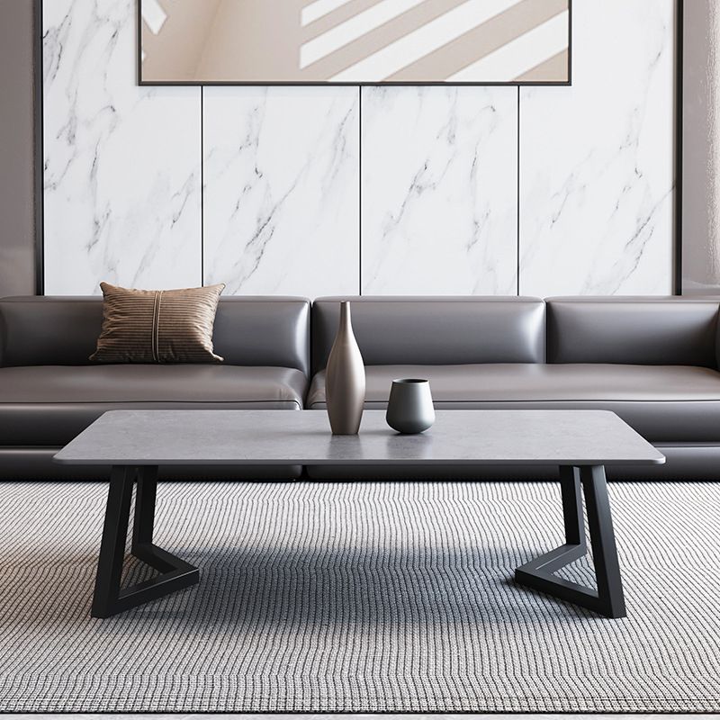 15.7"Tall Steel Sled Base Rectangular Slate Top Coffee Table