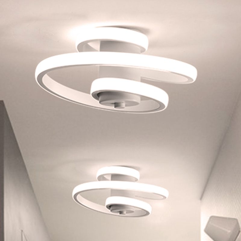 Plafonnier en acrylique spirale contemporain LED blanc/noir et blanc éclairage encastré en lumière chaude/blanche/3 couleurs
