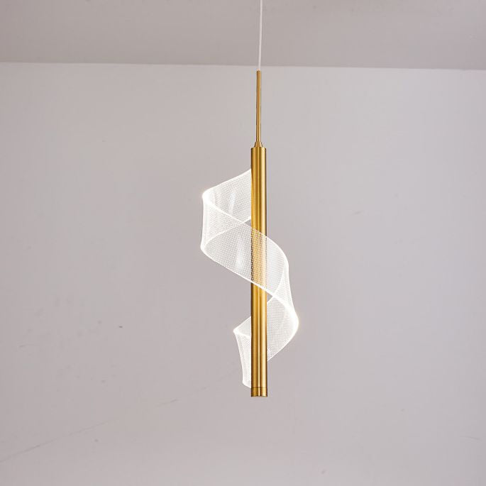 Gouden lineaire vorm led hanglamp moderne minimalistische metalen hanglamp voor woonkamer