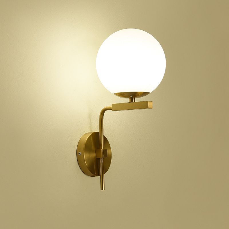 Modern Style Ball Shape Wall Light Glass 1 Light Sconces in Gold for Bedroom