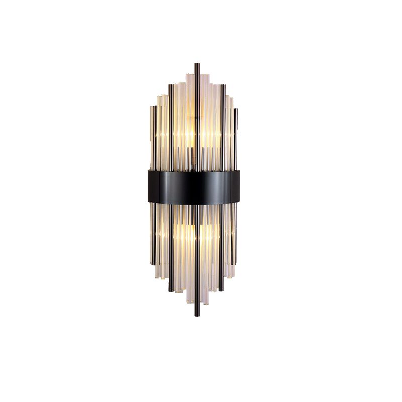 Modern Luxury Geometric Wall Lamp Metal 2-Light Wall Light with Crystal Shade