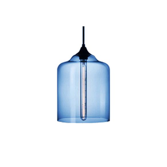 Glaskrug Suspension Licht zeitgemäß 1 hellrot/braun/blau hängende Deckenleuchte