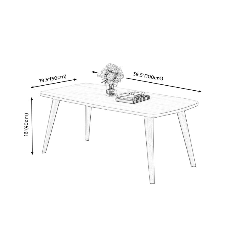 Modern 4 Legs Cocktail Table Rectangular Coffee Table - White/Wood
