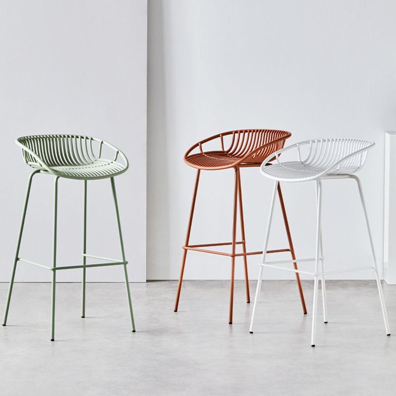 Contemporary Milk Tea Shop Footrest Matte Finish Metal Bar Stool