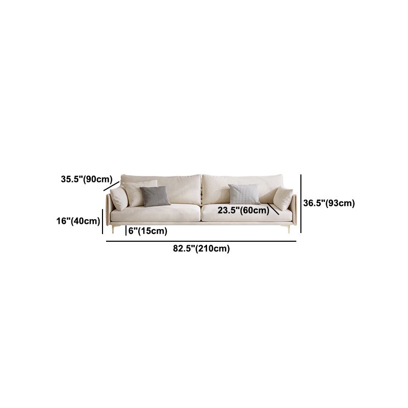 Contemporary Square Arm Settee Couch with Pillows in Beige for 1/2/3/4people