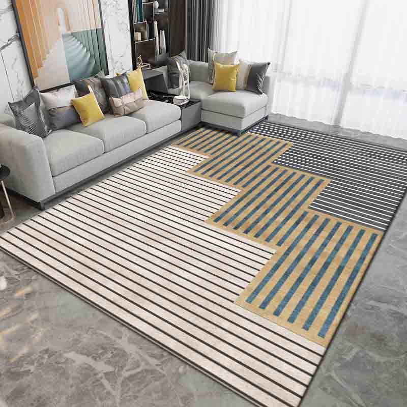 Gray Modern Rug Polyester Graphic Indoor Rug Non-Slip Backing Rug for Sitting Room