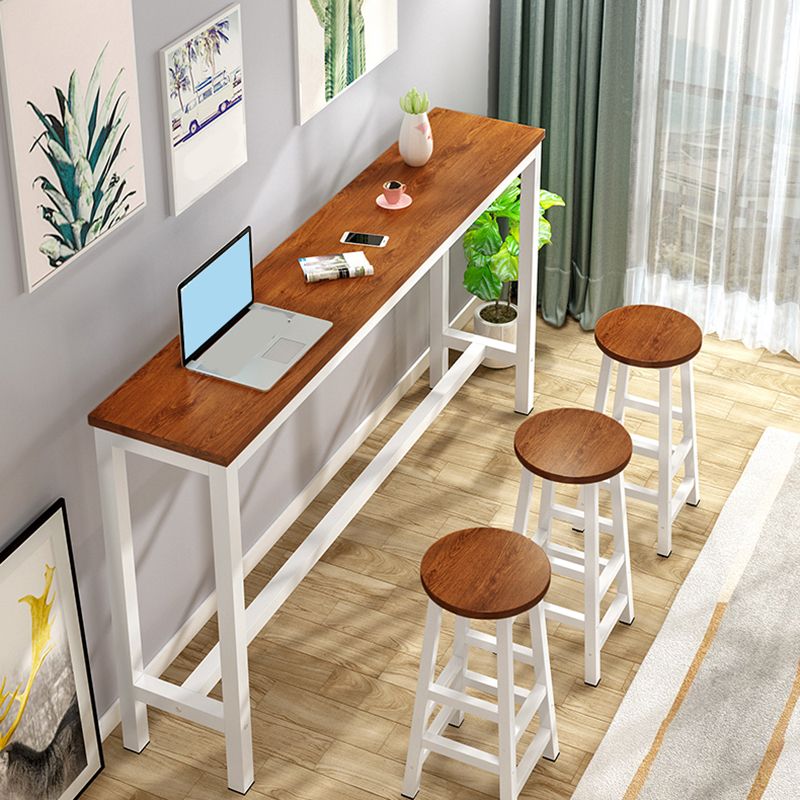 Industrial Style Bistro Bar Desk Wood Rectangle Pub Table for Cafe