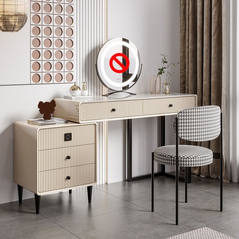 5 Wood Drawers Makeup Table Desk Vanity Stone Top Vanity Table