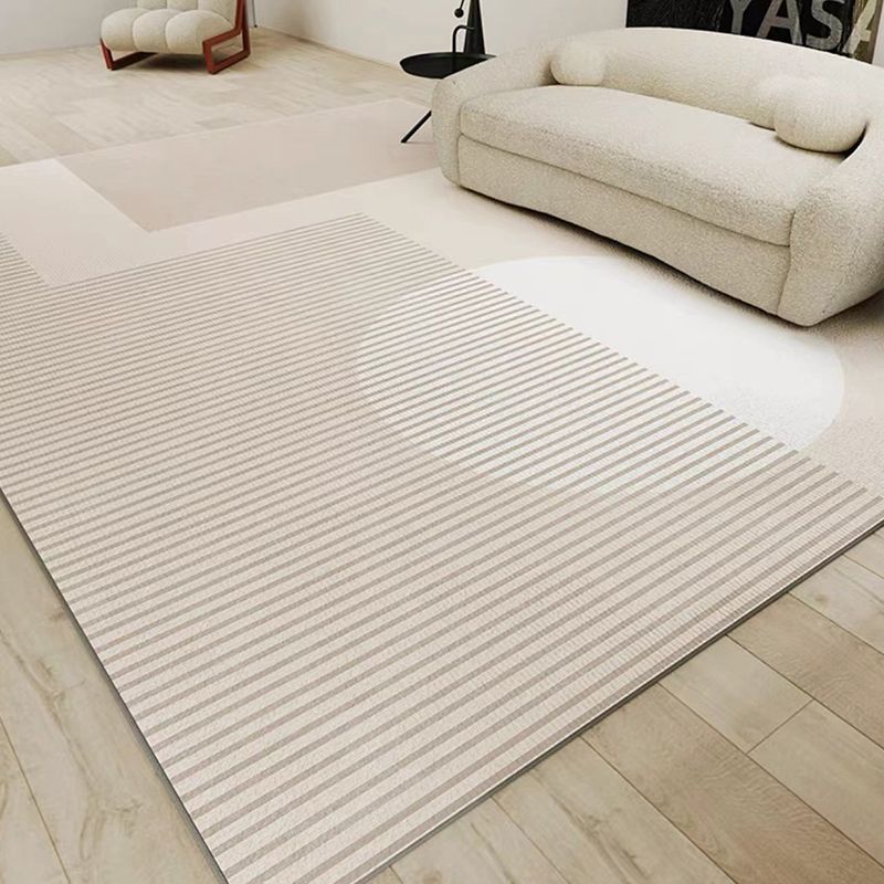 Grey Simple Carpet Polyester Stripe Carpet Non-Slip Backing Carpet for Home Decor
