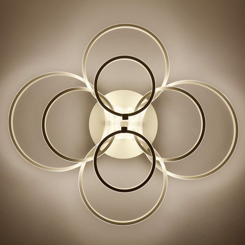 White Loop Forgiato Semiflush Light Minimalism LED Aluminum Soffitto Luce per Bedroom