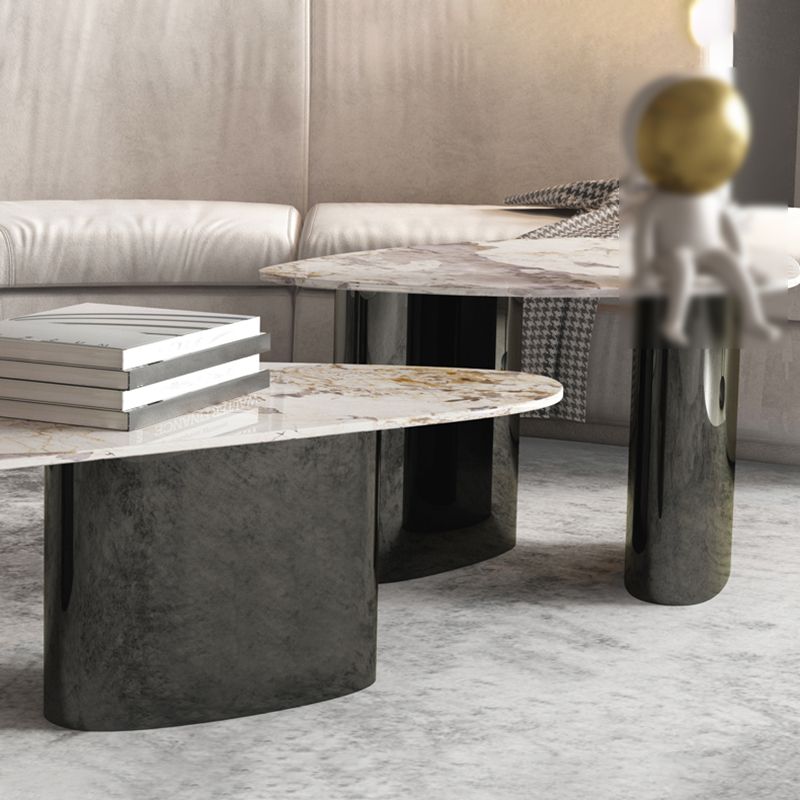 2 Legs Coffee Cocktail Table Contemporary Slate Top Coffee Table