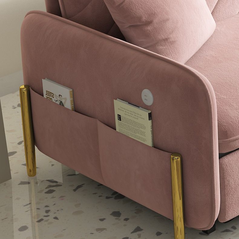 31.49" Wide Pink Sleeper Sofa Velvet Sofa Bed with Detachable Mattress