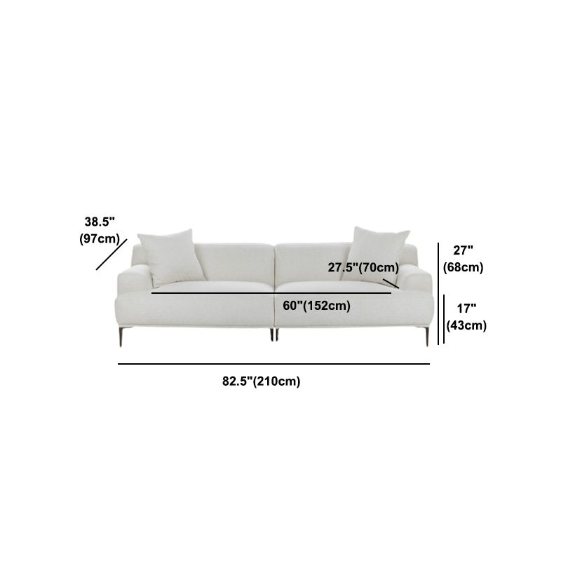 Living Room Contemporary White Standard Recessed Arm Stationary Sofa