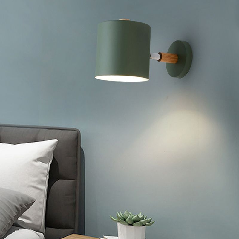 Half Cylinder Shape Metal Wall Light Fixture Modern Style Wall Lamp for Bedroom