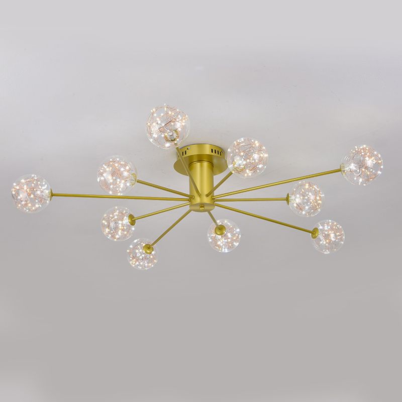 Plafonnier Spoutnik en verre LED étoilé nordique pour chambre à coucher