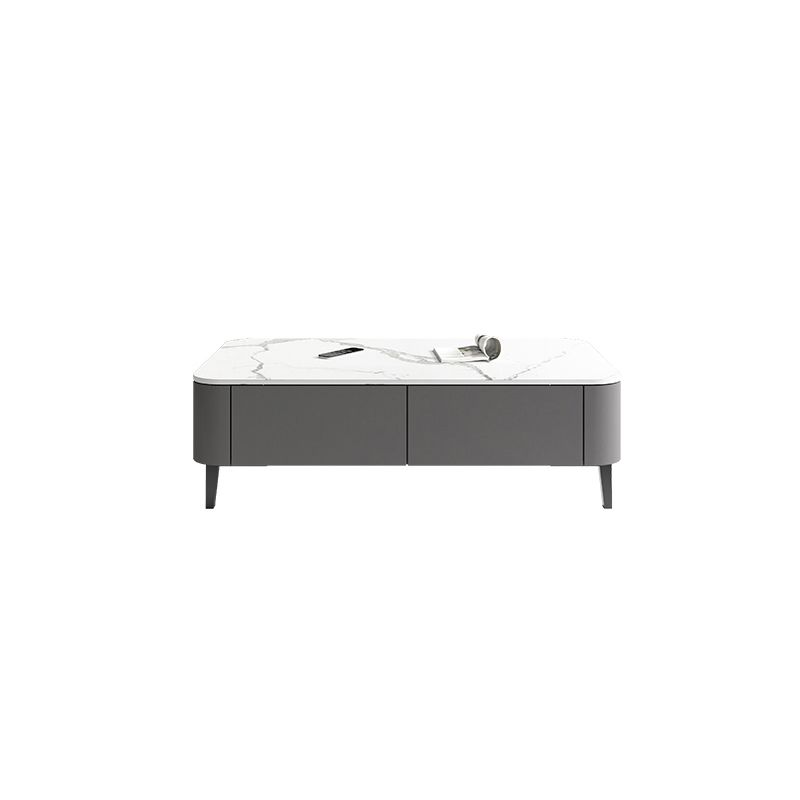 4 Legs Coffee Cocktail Table with Storage Drawers Rectangle Slate Top