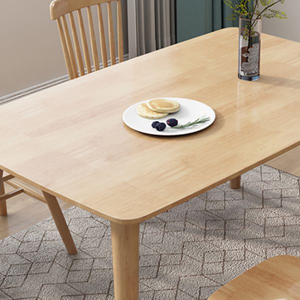 Glam Solid Wood Kitchen Dining Table Rectangle Shape Standard Dining Table with 4 Legs Base
