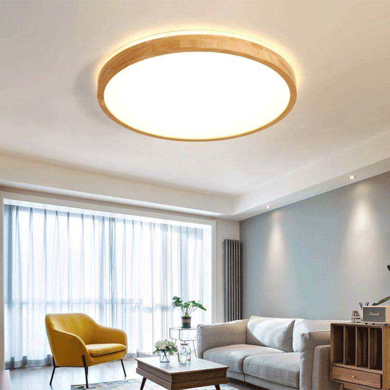 Ronde Flush Plafond Licht Armatuur Modern 1-Licht Beige Flush Mount Lamp met Acryl