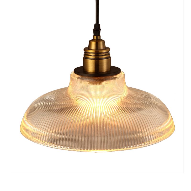 Scheune Pendelleuchte Licht Industrial 1 Licht 8 "/10"/12 "Breites prismatisches Glashängelampe in klar