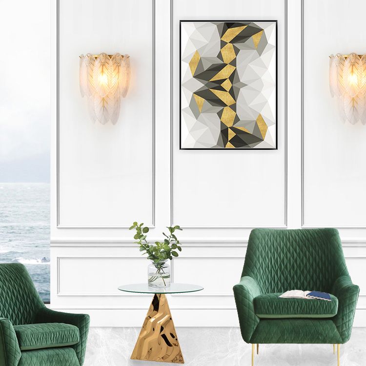 Modern Luxury Style Feather-shaped Wall Sconce Glass Sconces for Living Room