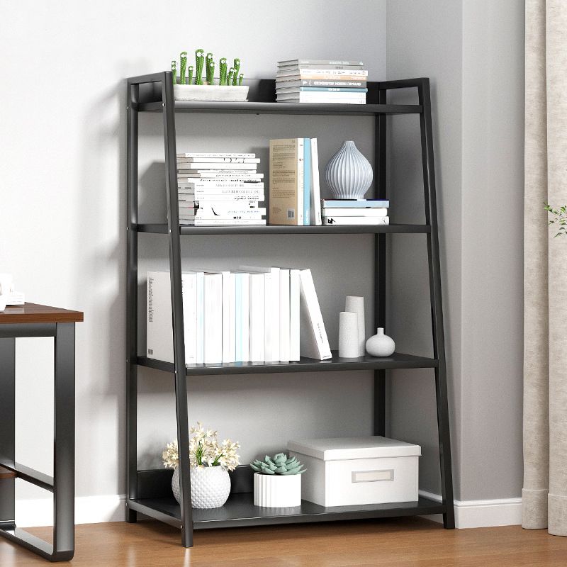 Modern Home Steel Book Shelf Ladder 12"W Matte Finish Bookcase