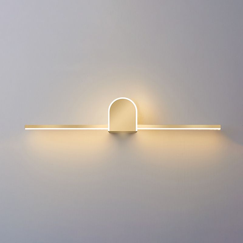 Metal Linear Wall Vanity Light Modern Style 1 Light Vanity Lighting Ideas in Gold