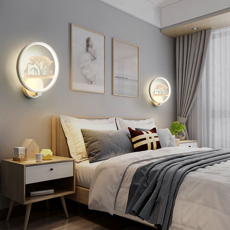 Nordic Style Metal Wall Light Round 10" Wide Wall Sconce for Living Room