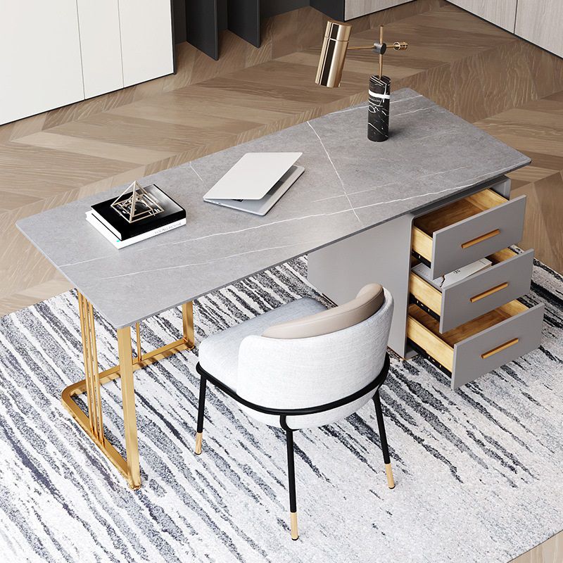 Glam Style Writing Desk Study Room Office Desk with 3-drawer