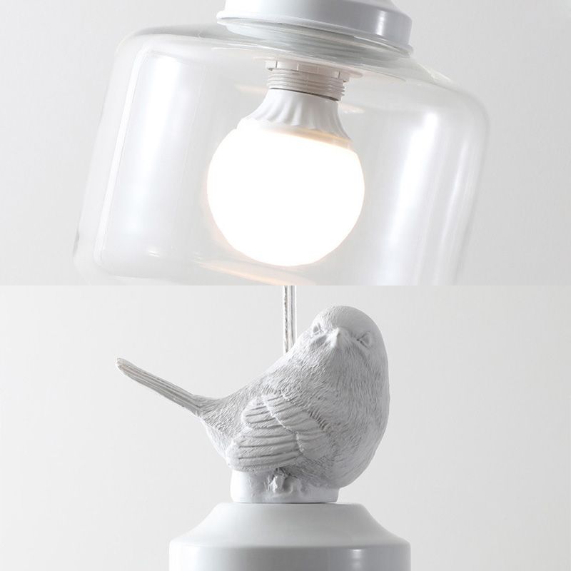 Glasförmige transparente Glashängele hängendes Licht nordische Einfachheit Schlafzimmer Beleuchtung Anhänger mit Harz Vogeldekoration