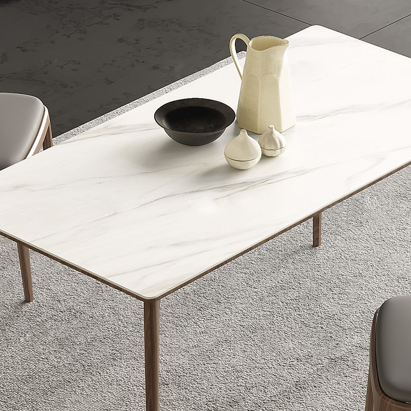 Mesa rectángulo de piedra sinterizada moderna medieval con 4 piernas de madera
