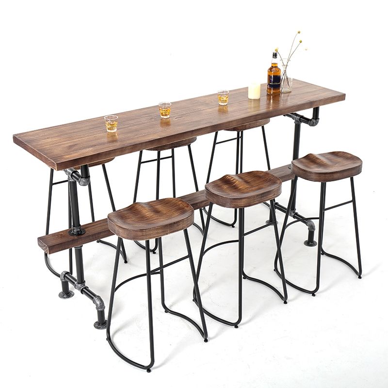 1/4/7 Pieces Industrial Rectangular Wood Top Pub Table with Metal Bar Stool Set