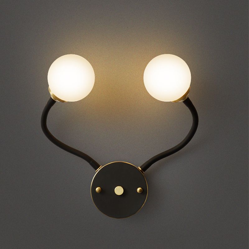 Brass Globe Wall Light Nordic Black Wall Sconce with Glass for Living Room