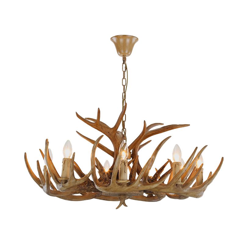 Country Country Chandelier Resin Deer Horn Horn Gandle Fançing Decorative Lighting Forwing for Living Room Villa Restaurant
