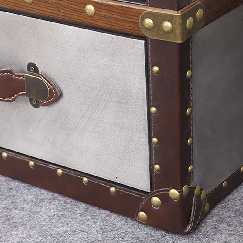 Rustic Leather Chest Vertical Chest with Drawers for Bedroom