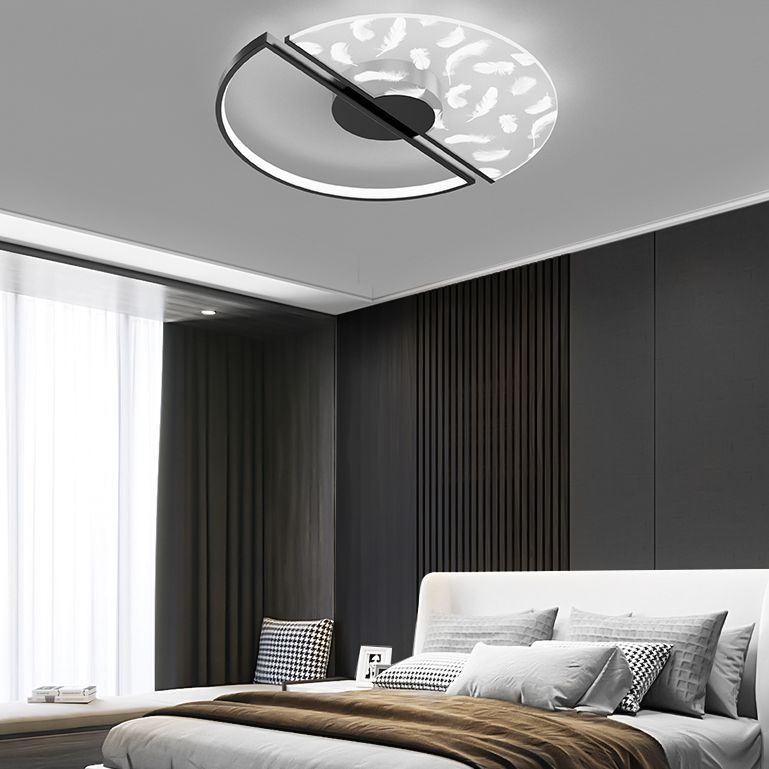 Aluminium Feather LED Flush Mount in Modern Creative Style Iron Ceiling Light with Acrylic Shade
