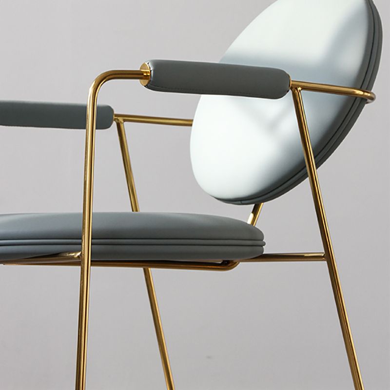 Upholstered Arm Chair Gold Base Dining Chair for Dining Room