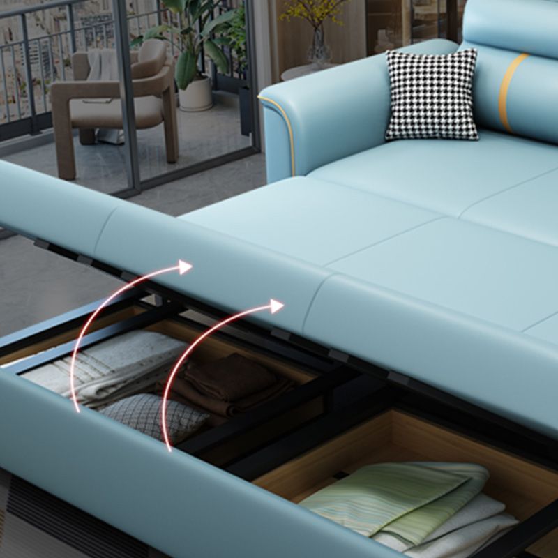 Glam Blue Sleeper Sofa Pillow Included Futon Sleeper Sofa Bed with Storage