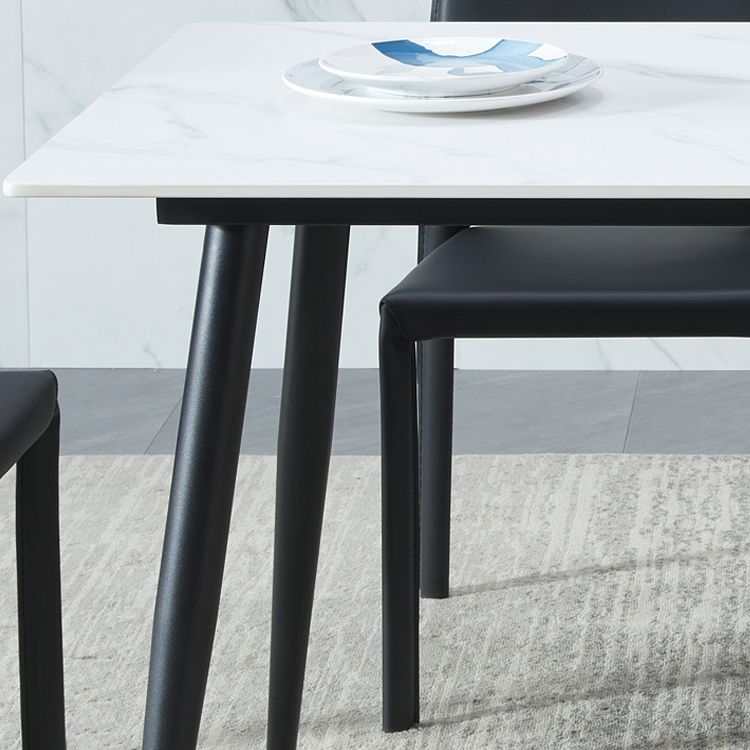 Rectangle Sintered Stone Dining Table Industrial Style 4 Legs Table for Home