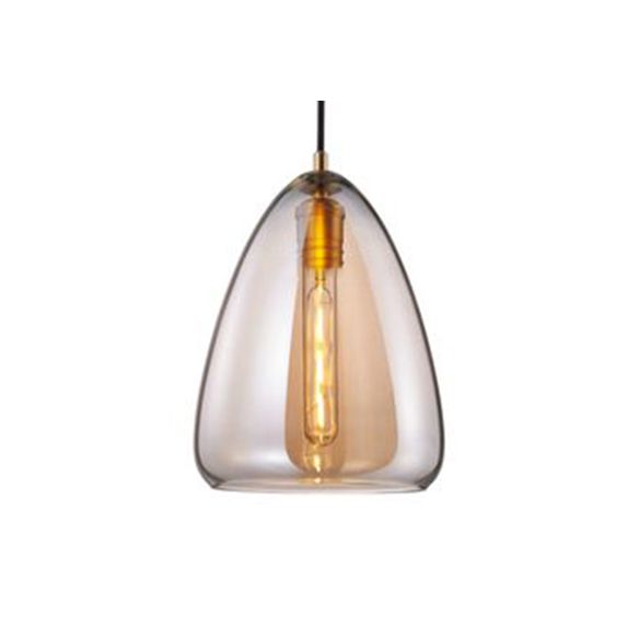 8.5"/10" Wide Cone Living Room Pendant Lamp Amber/Smoky Glass 1 Light Post-Modern Hanging Ceiling Light