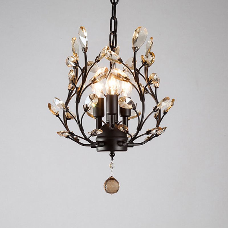 Branches Dinning Room Chandelier Light Fixture Rustic Crystal Black Hanging Chandelier