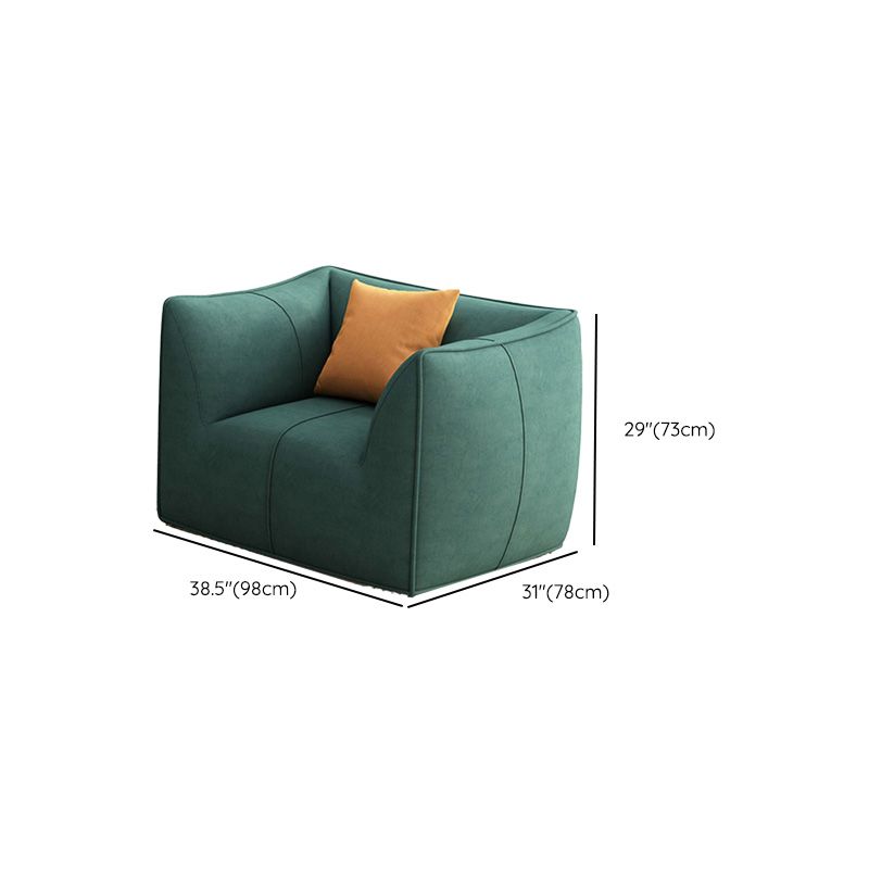 Fabric Sofa Contemporary Tuxedo Arm Apartment Seating in Dark Green
